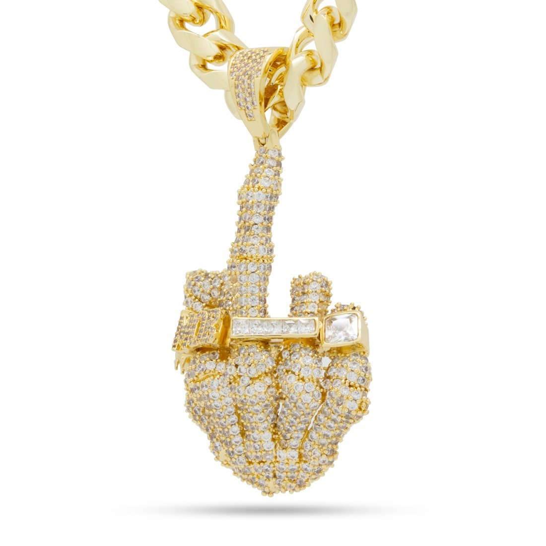 Iced Skeleton Flip Necklace in 14K Gold / 3.3" by King Ice