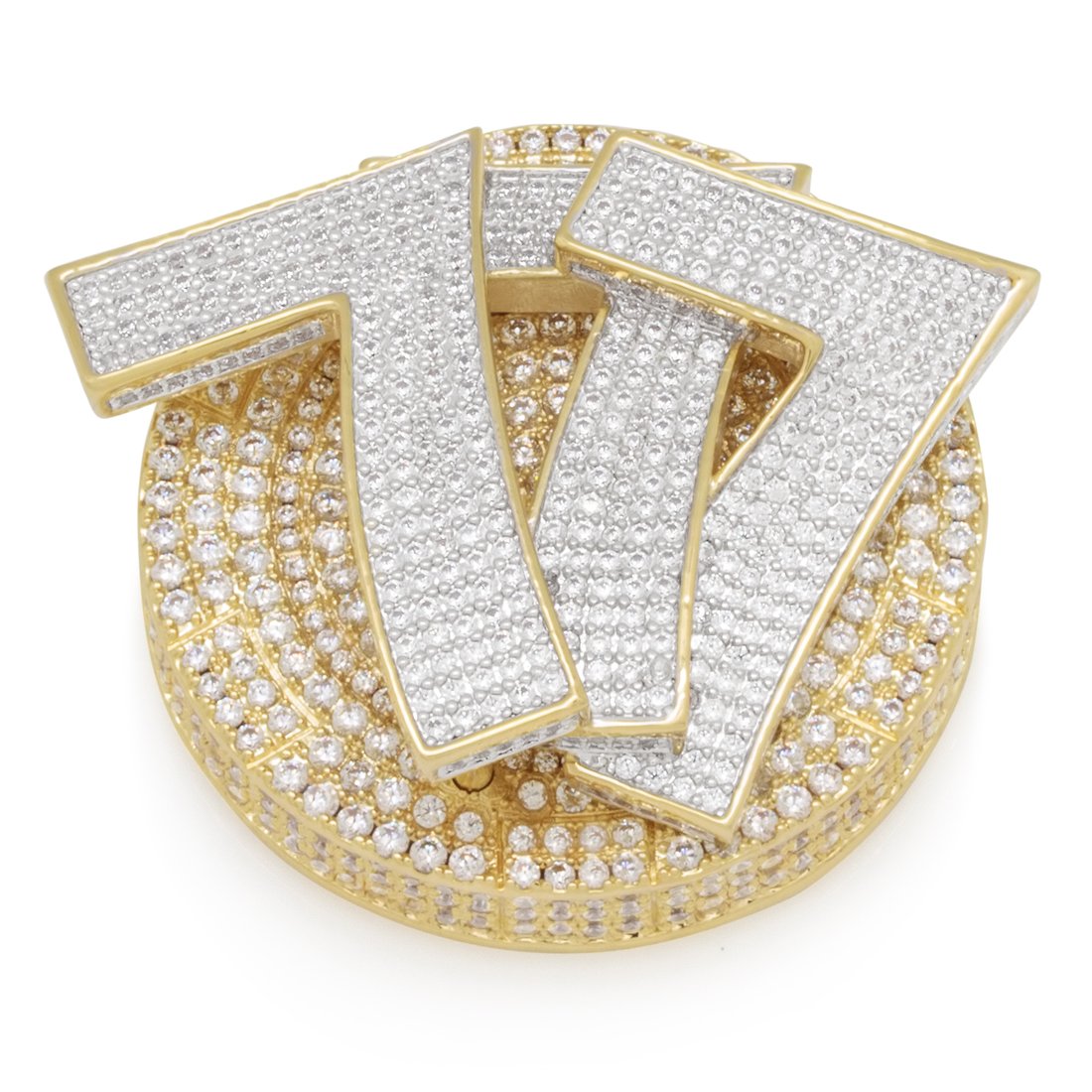 Iced Triple 7's Card Guard in 14K/White Gold by King Ice