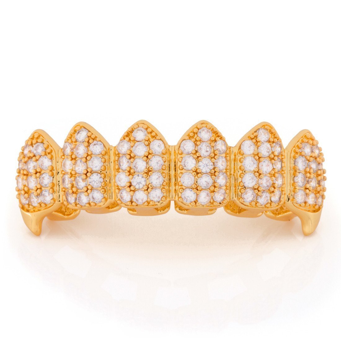 Iced Vampire Grillz in 14K Gold / Top by King Ice