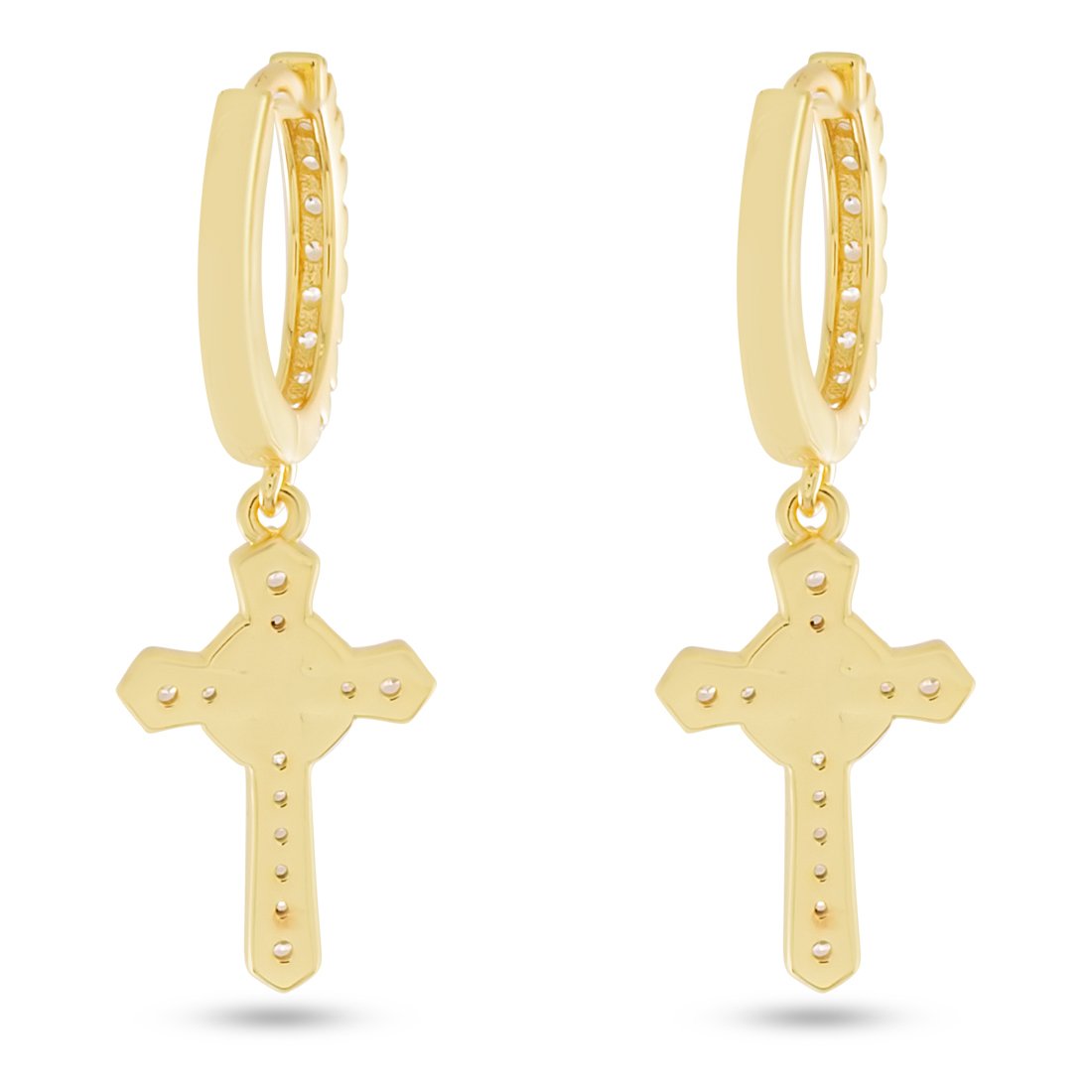 Iced Wrapped Cross Earrings in by King Ice