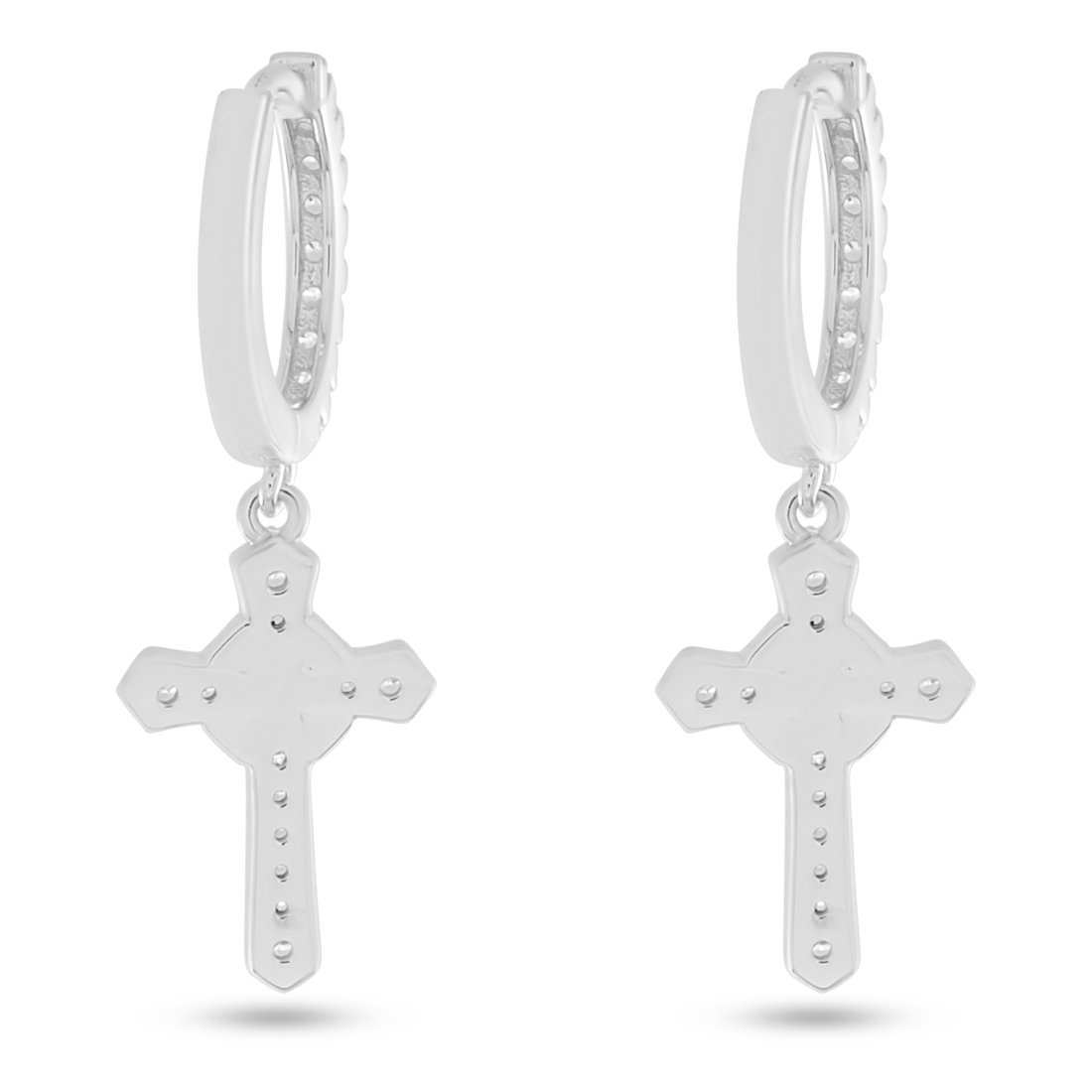 Iced Wrapped Cross Earrings in by King Ice