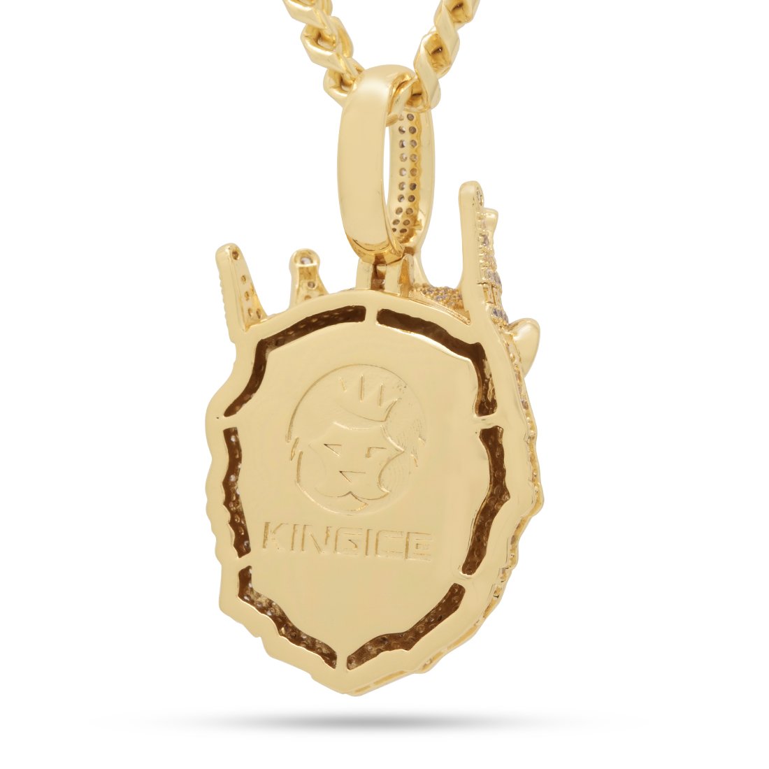 Icy Royal Lion Necklace in 14K Gold / 2" by King Ice
