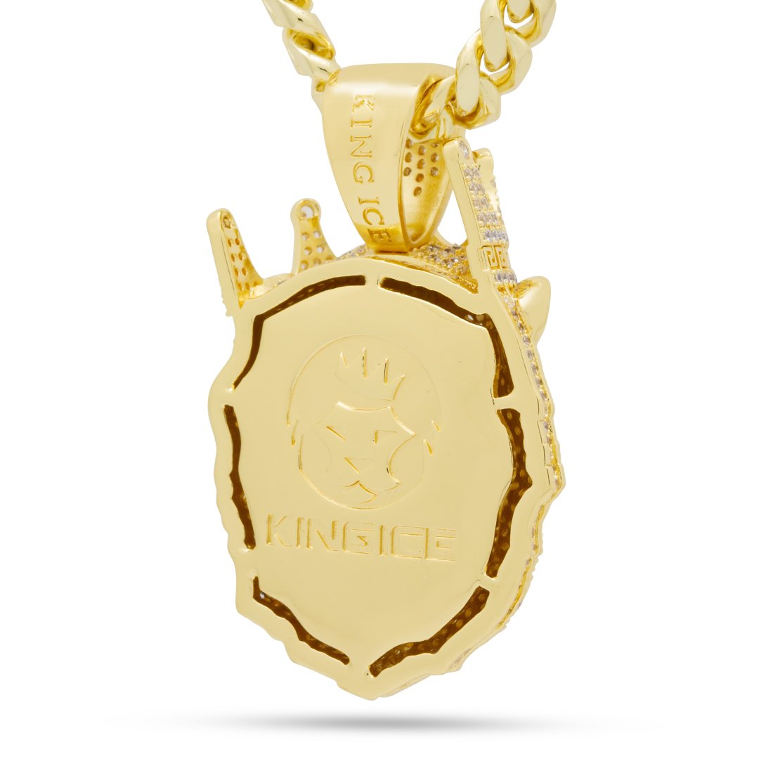 Icy Royal Lion Necklace in 14K Gold / 2" by King Ice