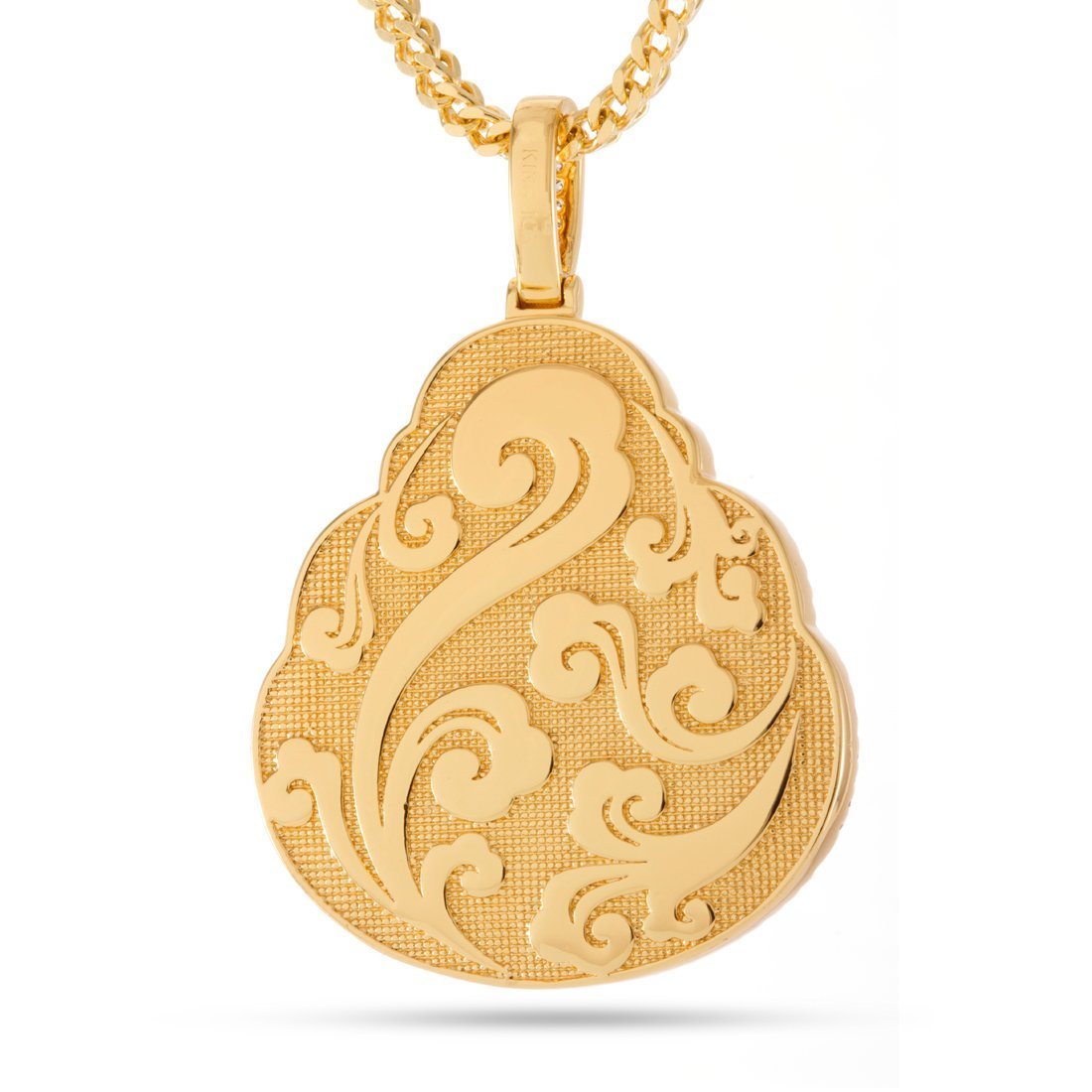 Jade Buddha Necklace in 14K Gold / 1.4" by King Ice