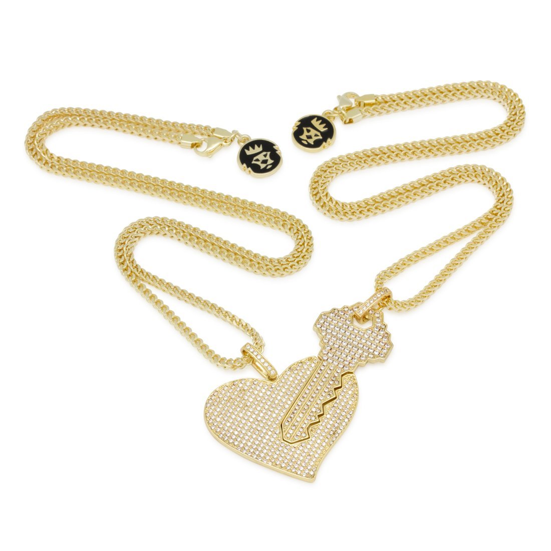 Key to Love Necklace Set in 14K Gold / 2.1" by King Ice