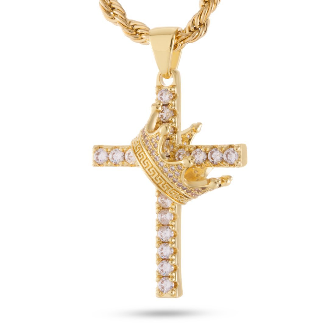 Kingdom Cross Necklace in 14K Gold / 1.9" by King Ice