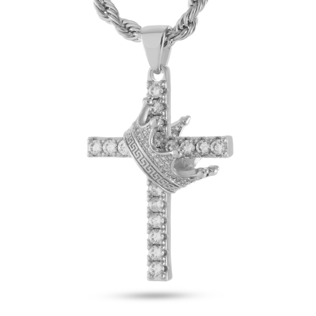 Kingdom Cross Necklace in White Gold / 1.9" by King Ice