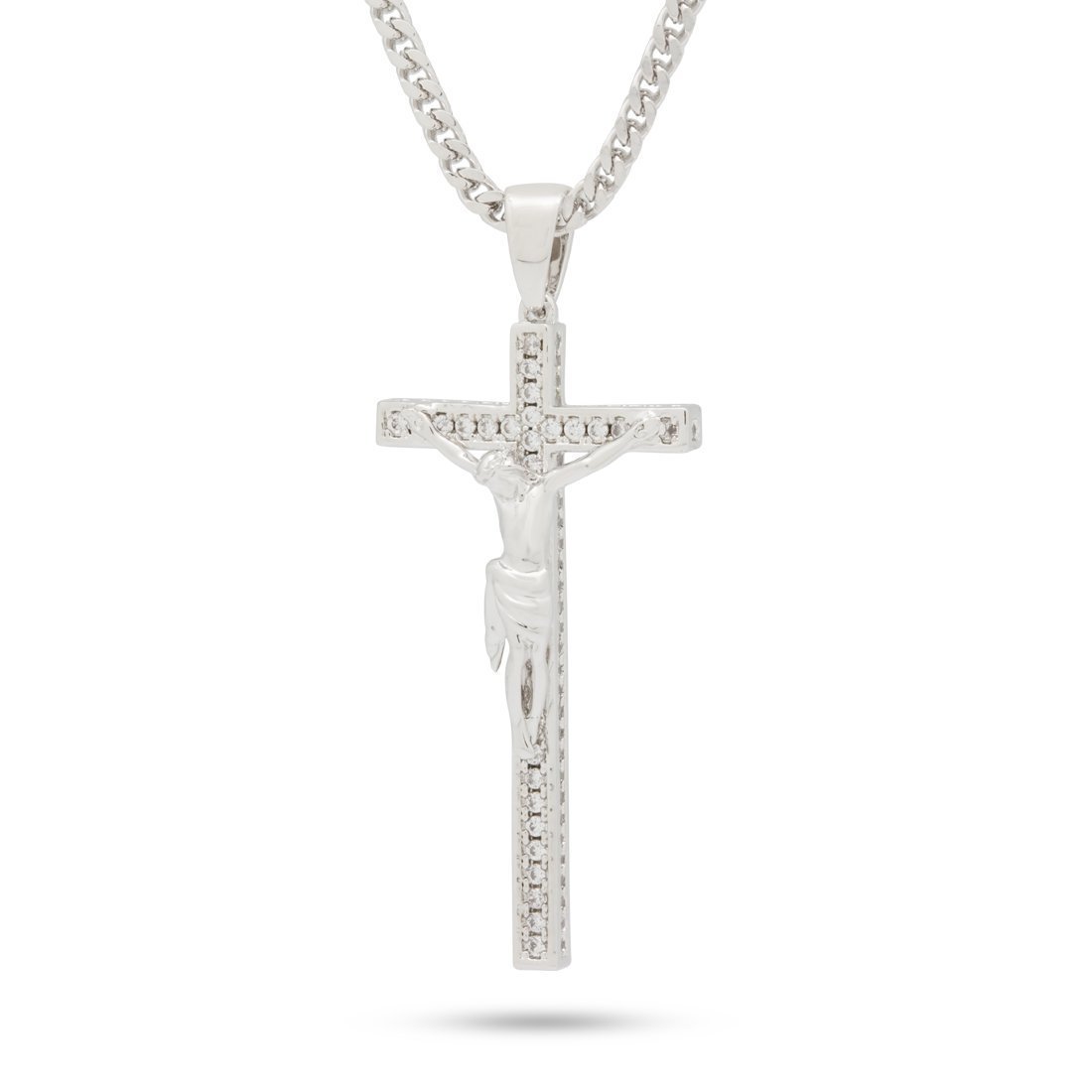 Latin Crucifix Necklace in White Gold / 2.1" by King Ice