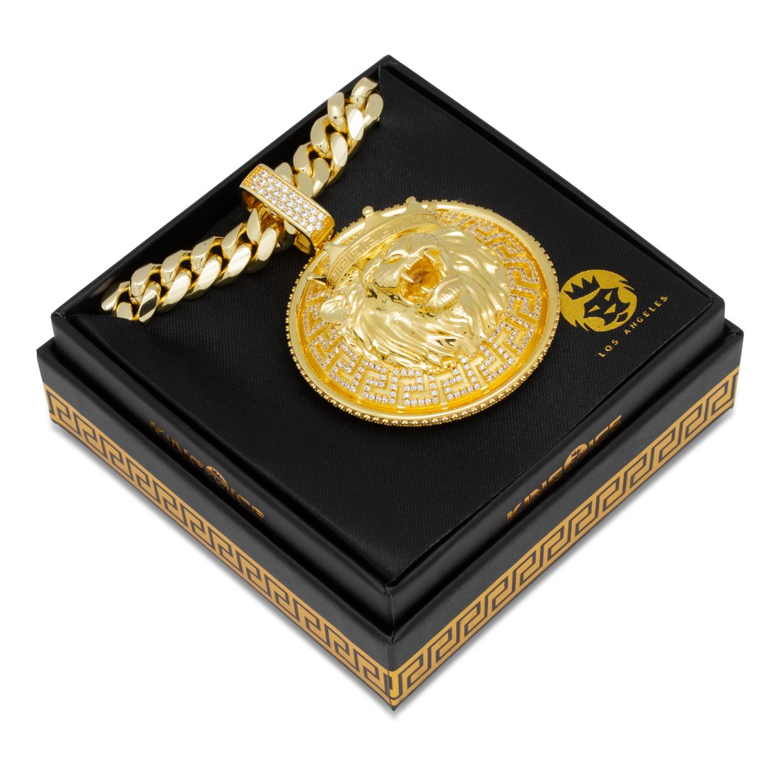 Lion Shield Necklace in by King Ice