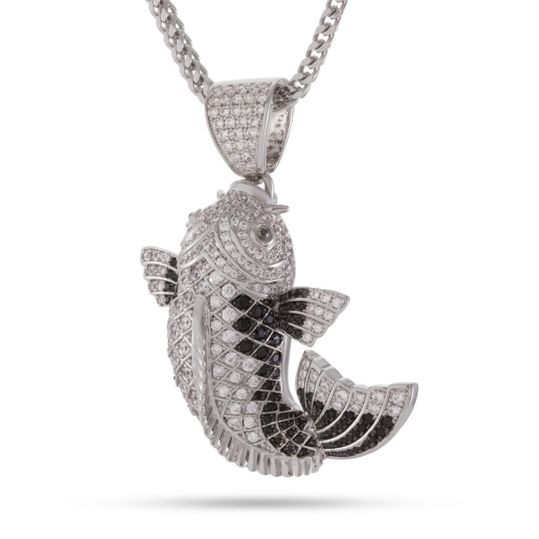 Matsuba Koi Fish Necklace in White Gold / 2.1" by King Ice