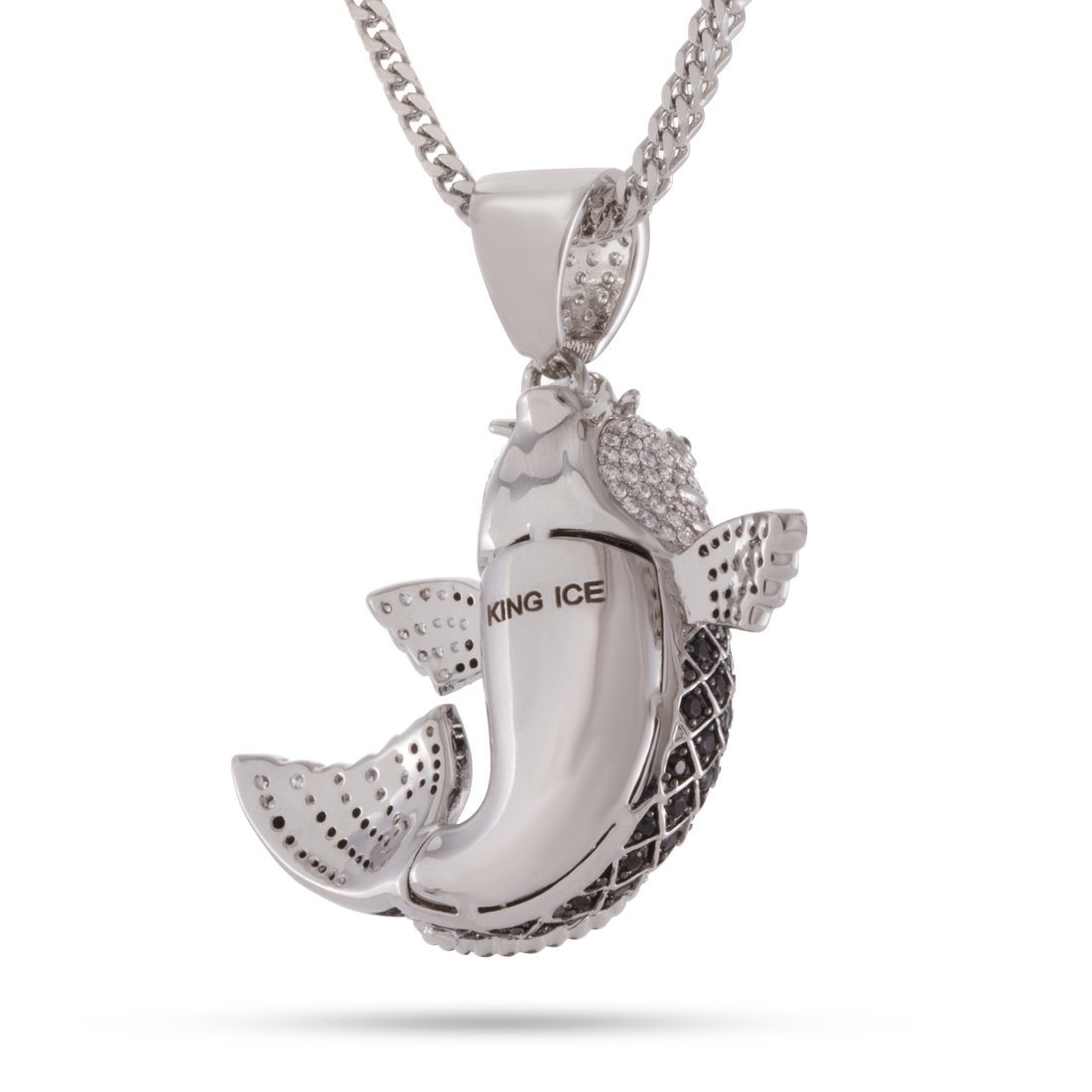 Matsuba Koi Fish Necklace in White Gold / 2.1" by King Ice