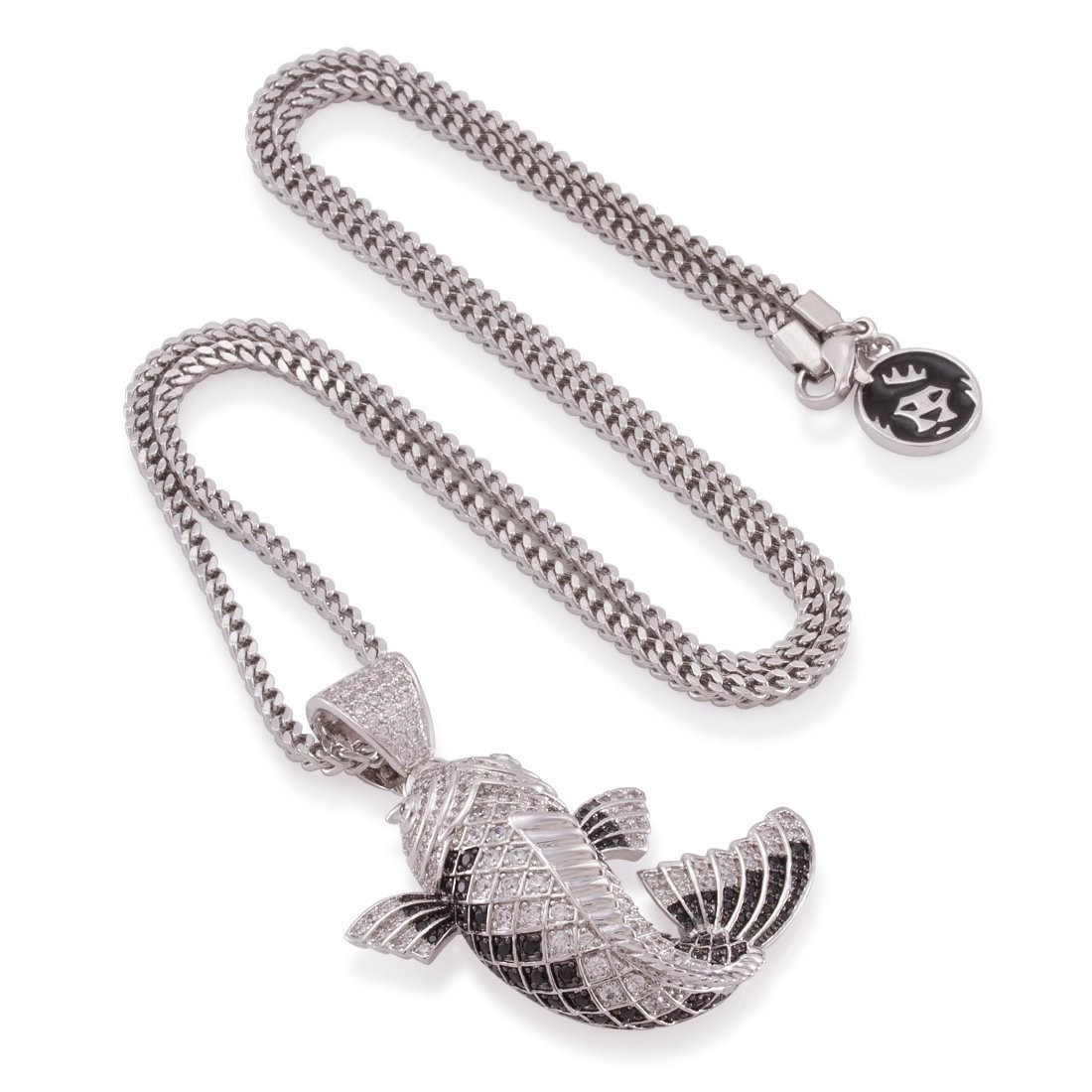 Matsuba Koi Fish Necklace in White Gold / 2.1" by King Ice