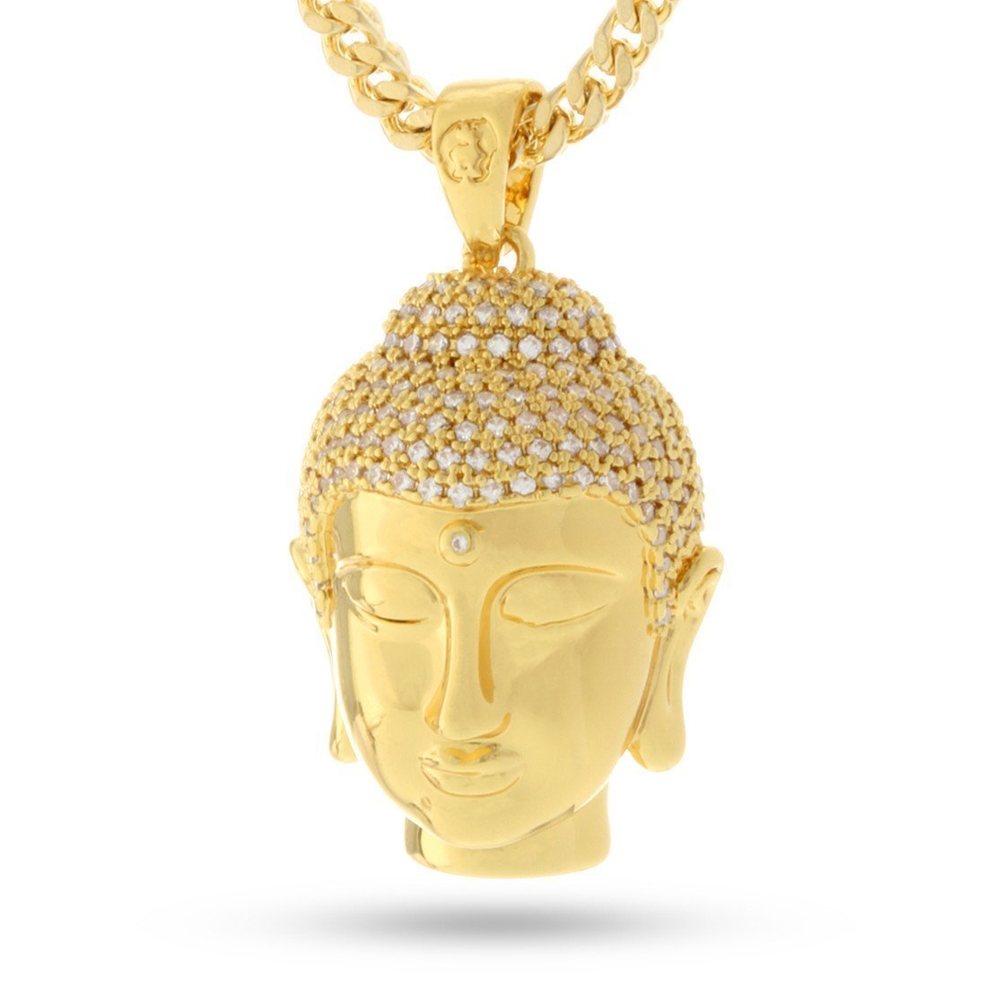 Mini Polished Buddha Necklace in 14K Gold / 1.4" by King Ice