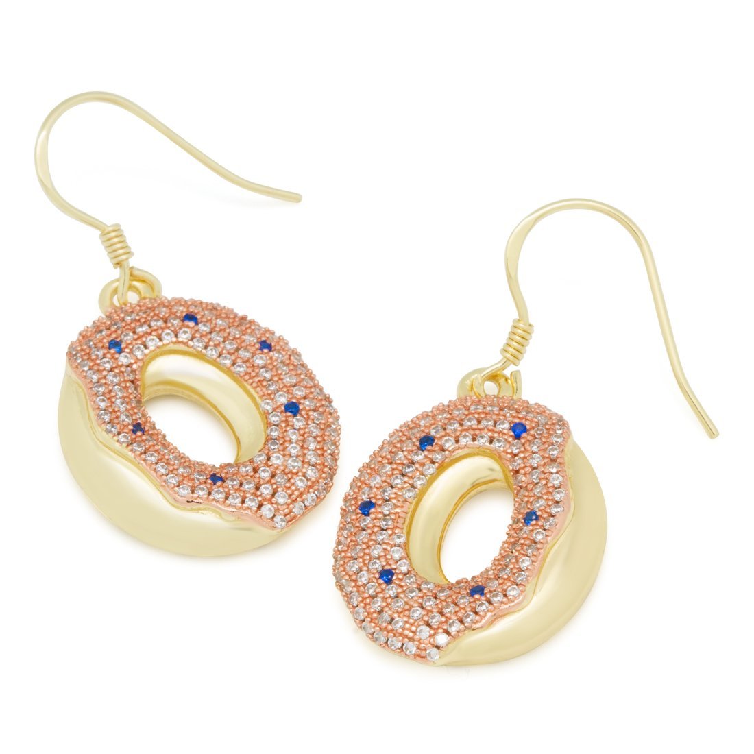 Donut Hanging Earrings in 14K Gold by King Ice