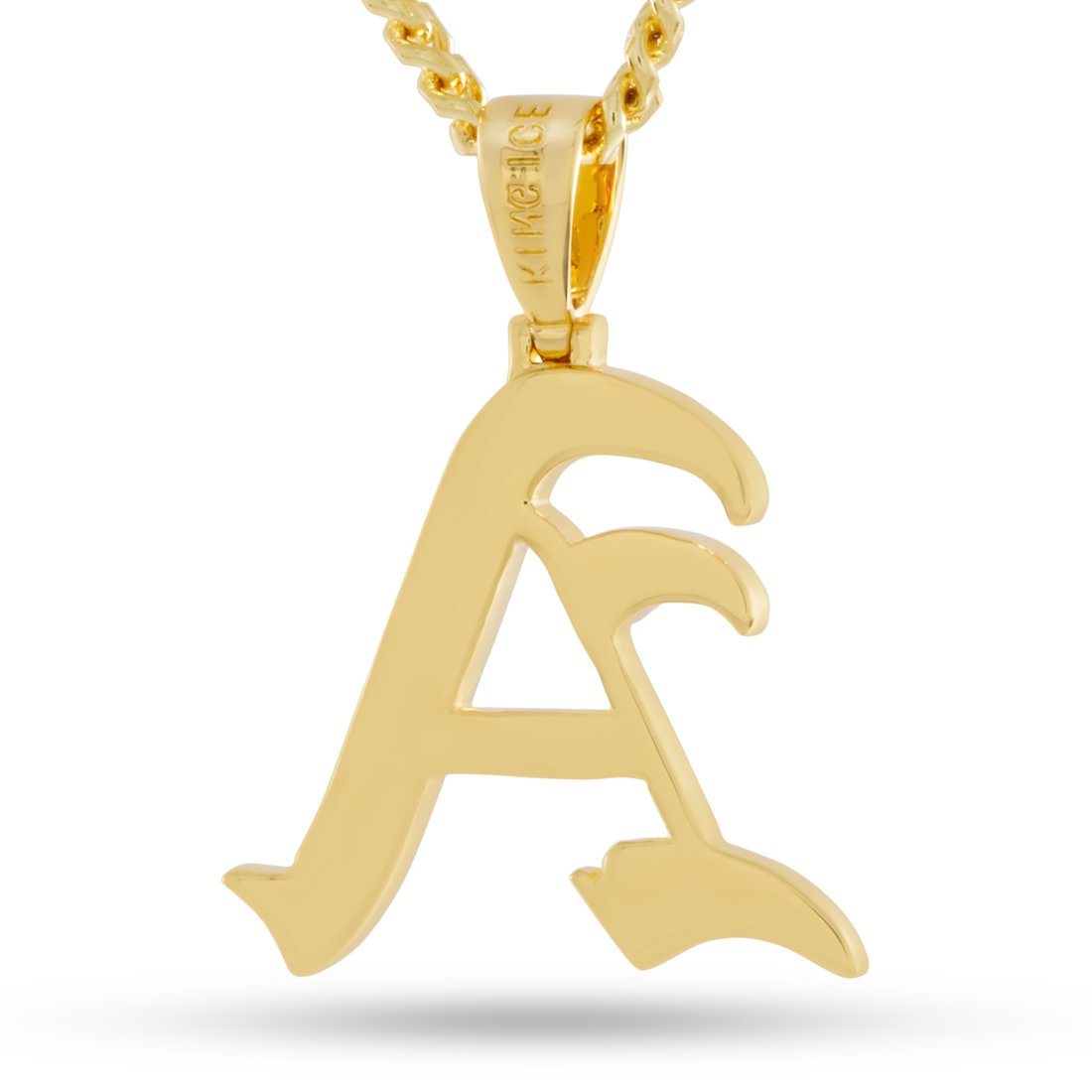 Old English Letter "A" Necklace in 14K Gold / 1.5" by King Ice