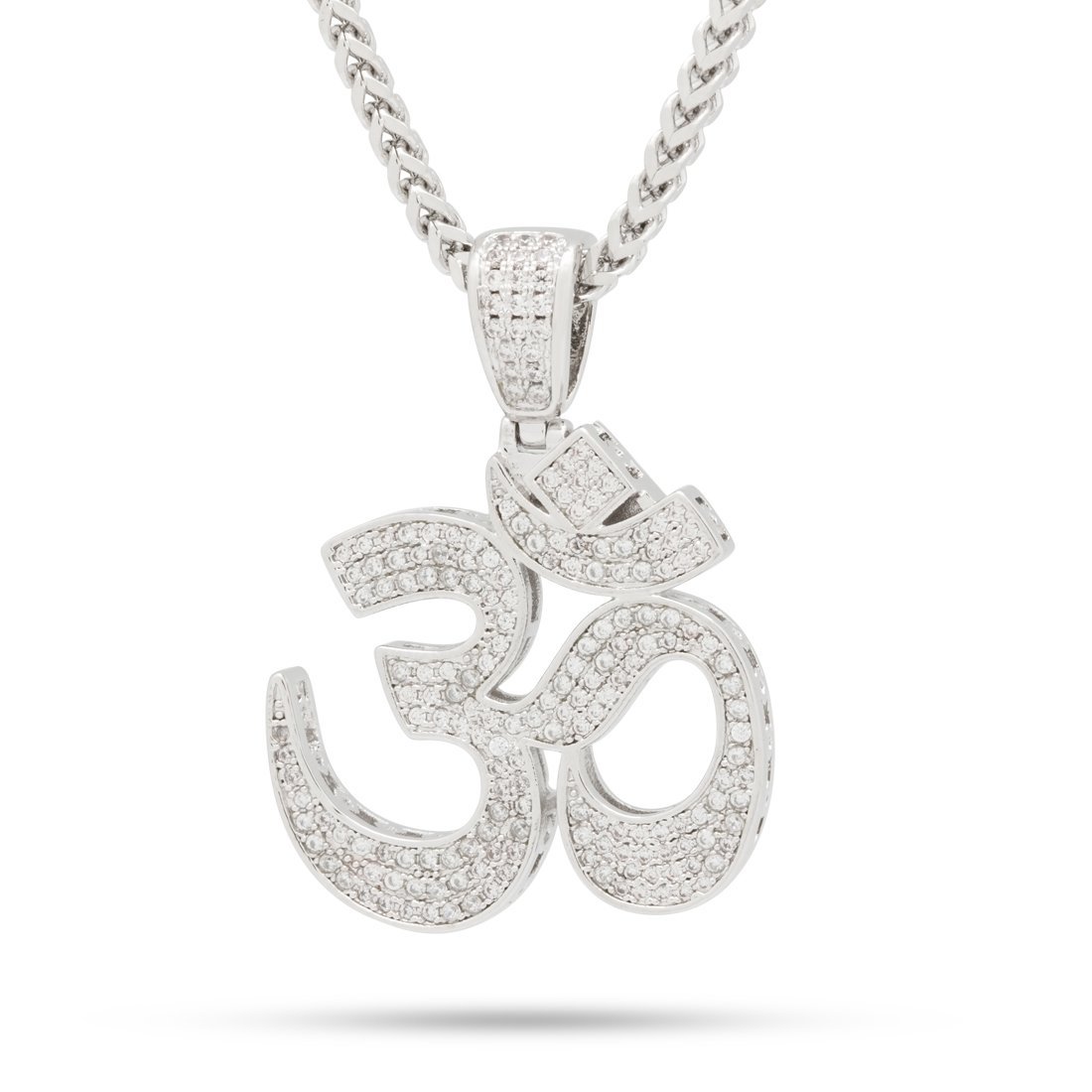 Om Necklace in White Gold / 1.6" by King Ice