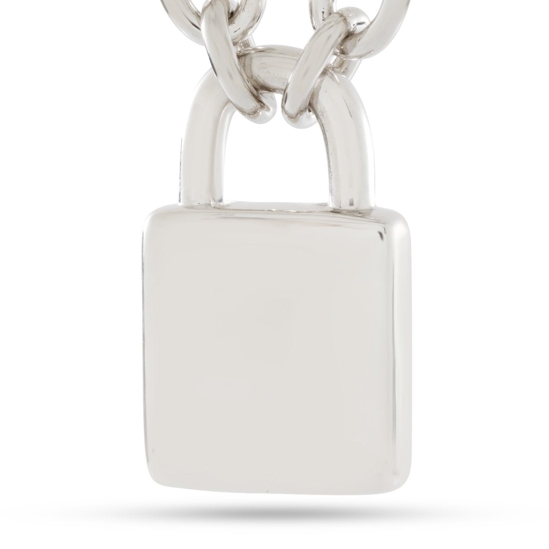 Original Padlock Necklace in White Gold / 1.6” by King Ice