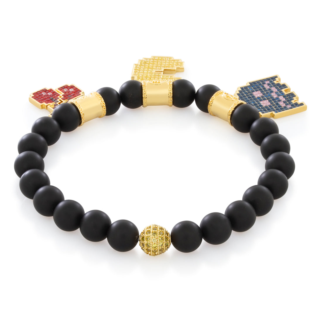 Gold Plated / 14K Gold / Stretch Pacman x King Ice - Cherry Scatter Mode Beaded Bracelet