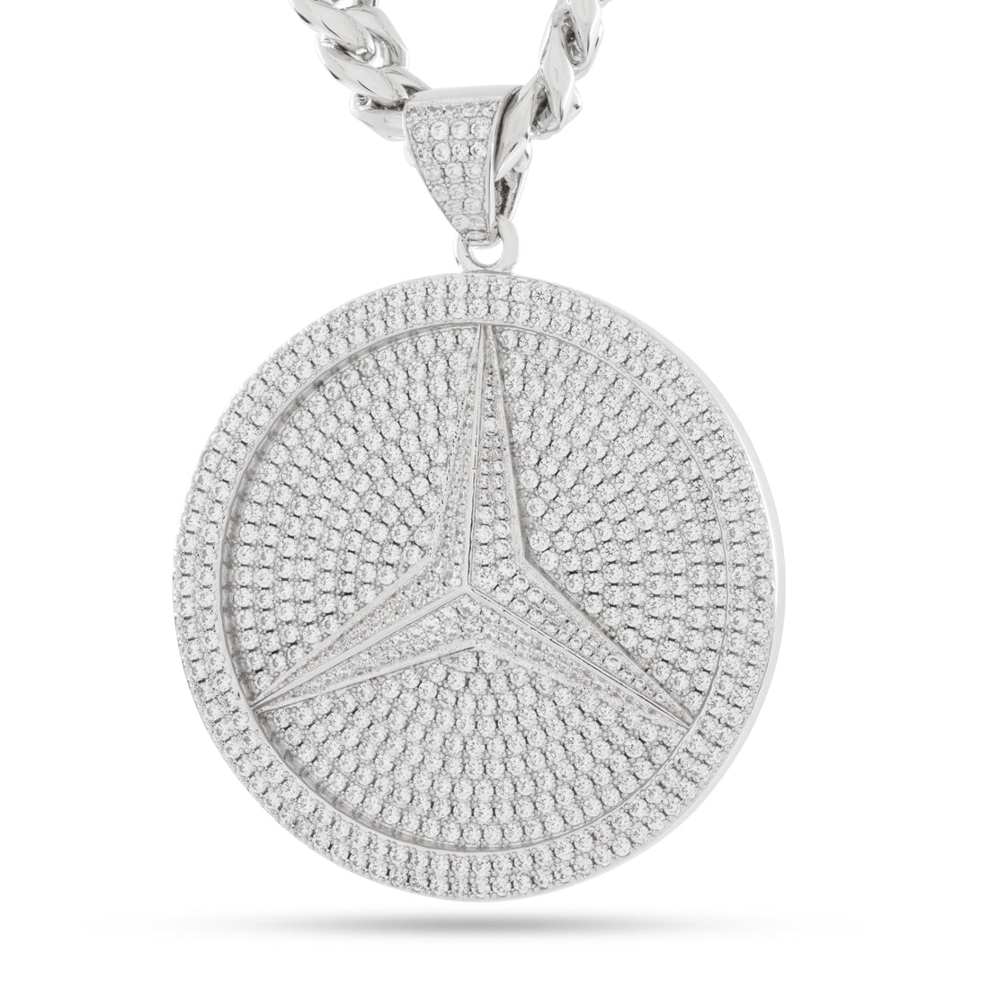 Paid in Full Medallion Necklace in White Gold / 3.1" by King Ice