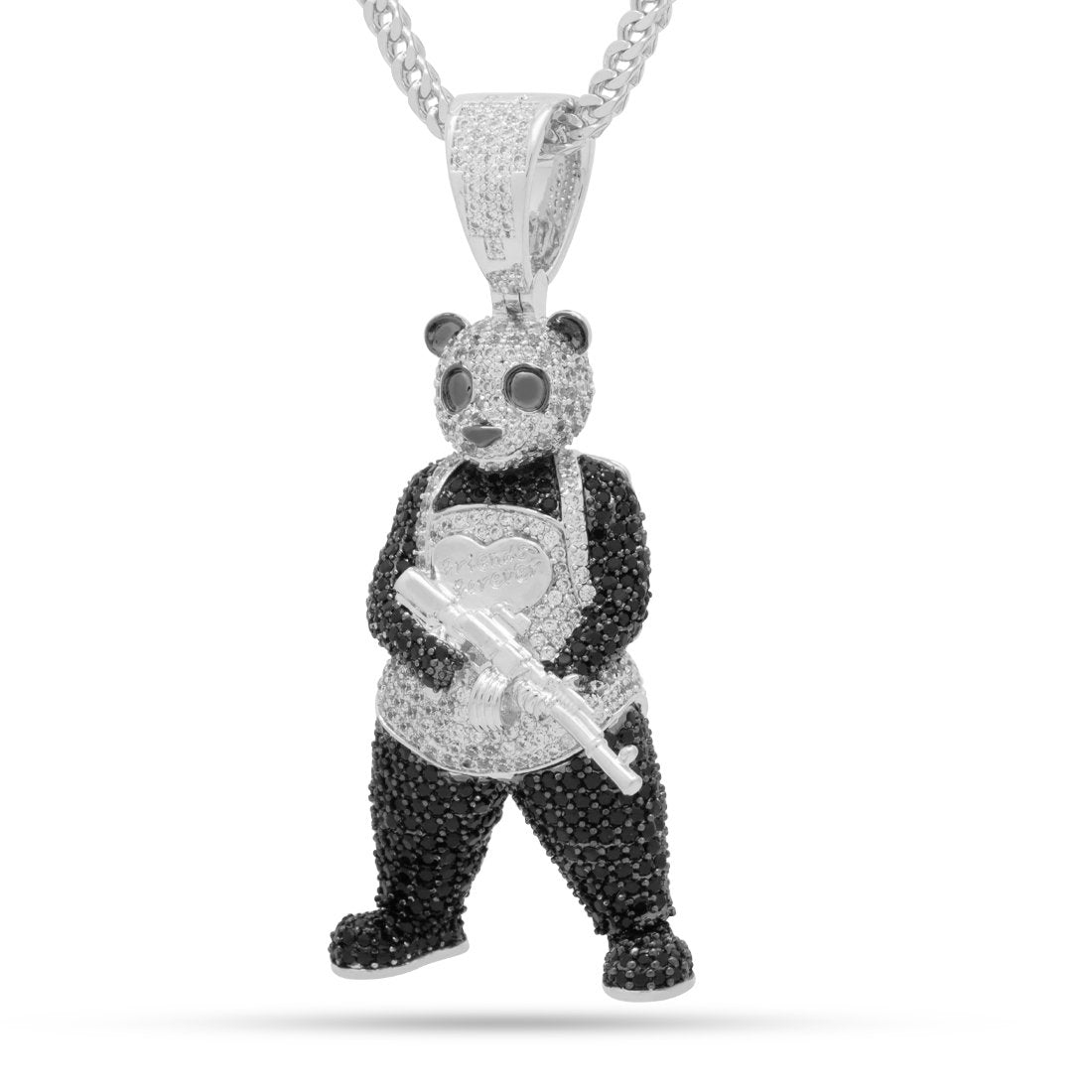 Panda Man Necklace in White Gold / 2.5" by King Ice