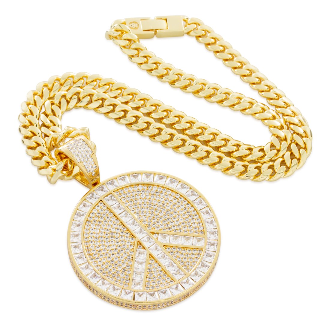 Peace and Love Medallion Necklace in by King Ice