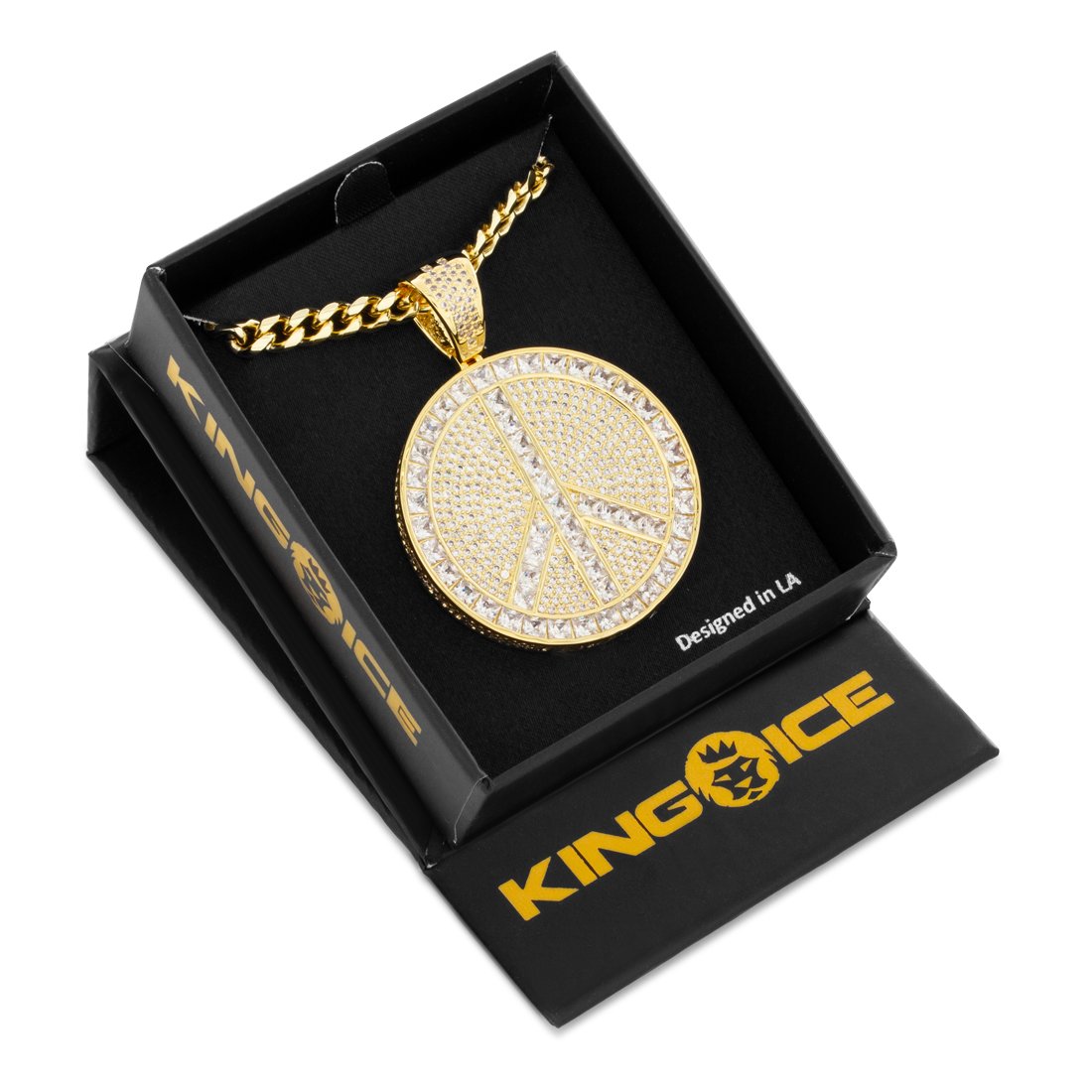 Peace and Love Medallion Necklace in by King Ice