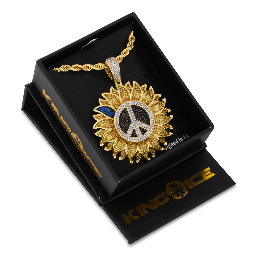 Peace for Ukraine Necklace in 14K Gold / 2.4" by King Ice