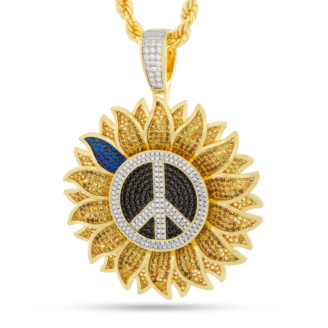 Peace for Ukraine Necklace in 14K Gold / 2.4" by King Ice