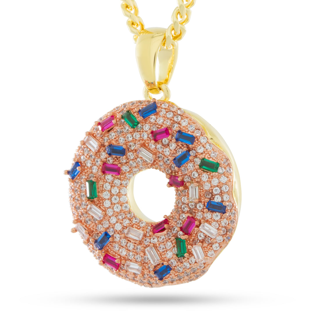 Pink Donut Necklace in 14K Gold / 1.5" by King Ice