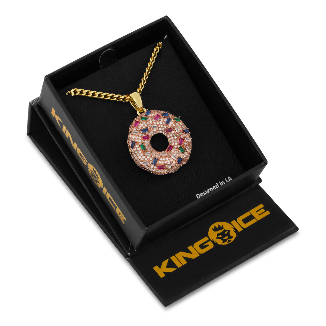 Pink Donut Necklace in by King Ice