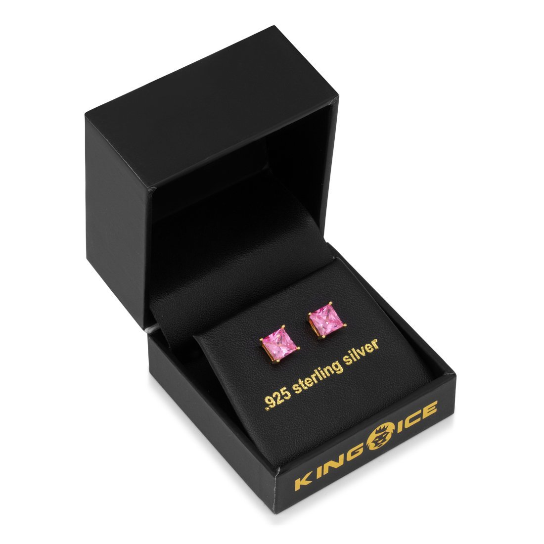 Pink Princess-Cut Stud Earrings in by King Ice