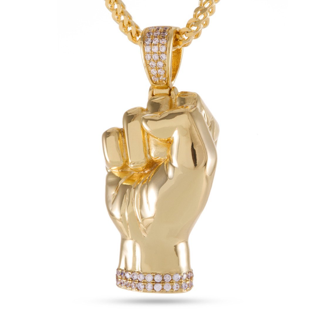 Power Fist Necklace in 14K Gold / 1.8" by King Ice