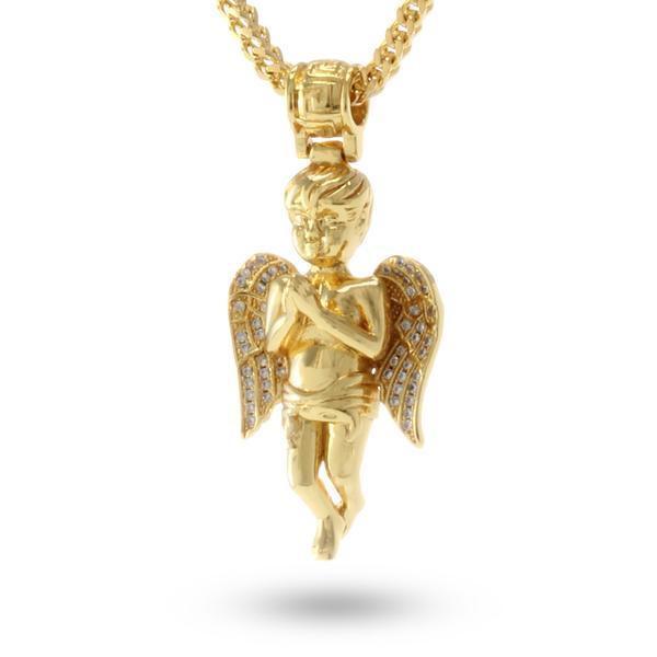 Praying Angel Necklace in 14K Gold / 1.9" by King Ice