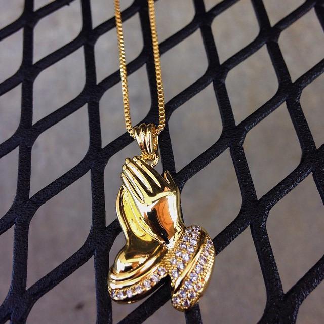 Praying Hands Emoji Necklace in by King Ice
