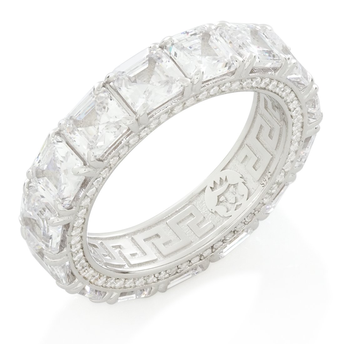 Princess-Cut Ring in Sterling Silver / White Gold / 7 by King Ice