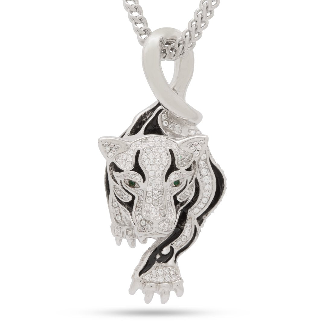 Prowl Panther Necklace in White Gold / 2" by King Ice