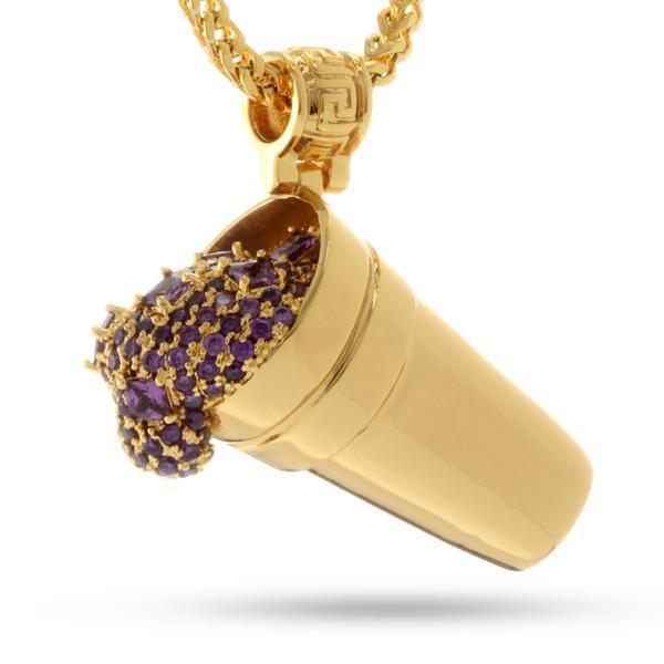 Purple Drank Necklace in 14K Gold / 1.4" by King Ice