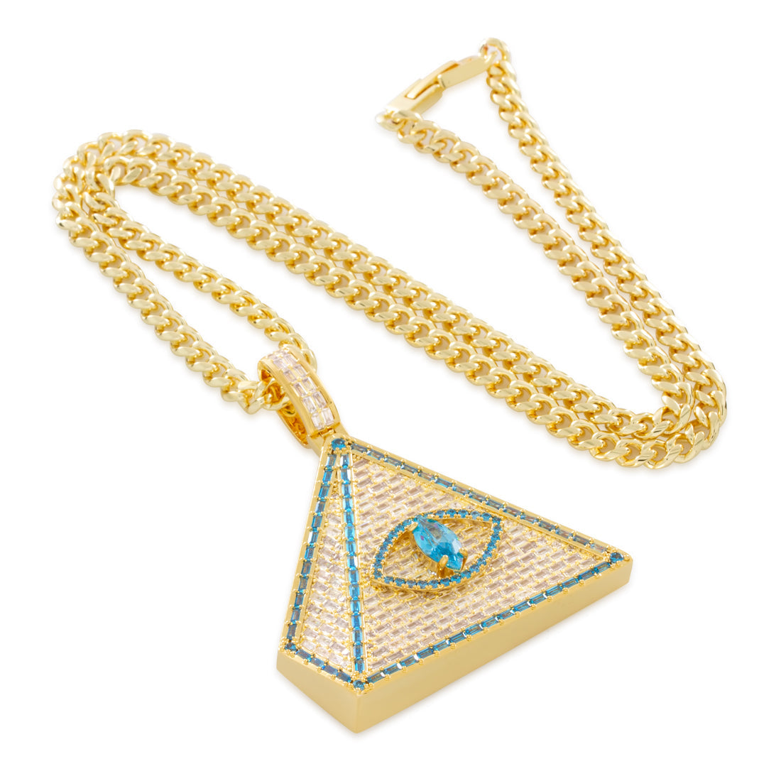Pyramid of Enlightenment Necklace in 14K Gold / 2.5" by King Ice