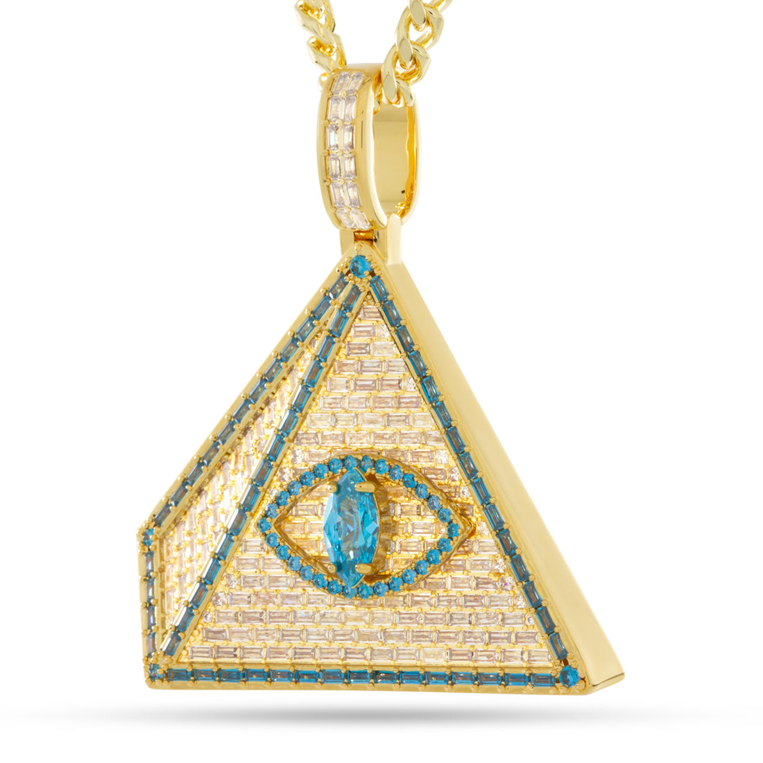 Pyramid of Enlightenment Necklace in 14K Gold / 2.5" by King Ice