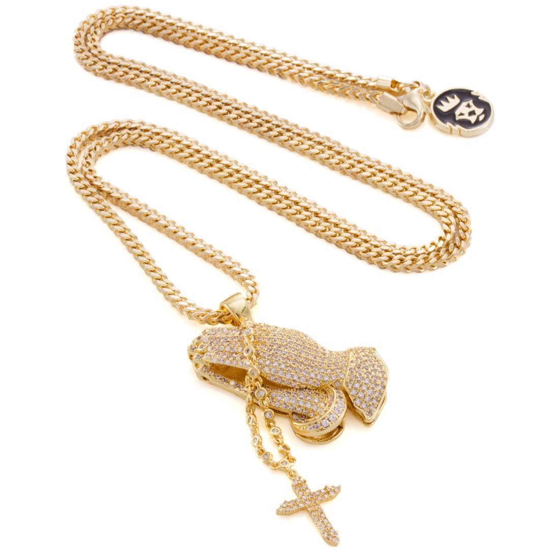 Rosary Praying Hands Necklace in by King Ice