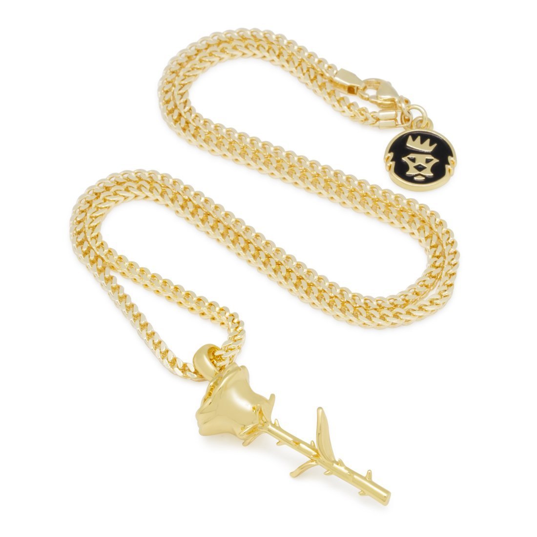 Rose Necklace in 14K Gold / 1.6" by King Ice