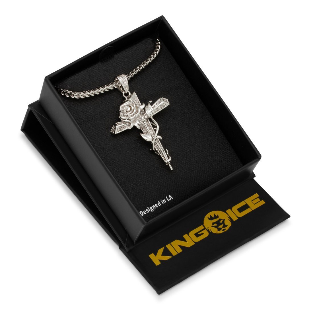Rose Thorned Cross Necklace in by King Ice