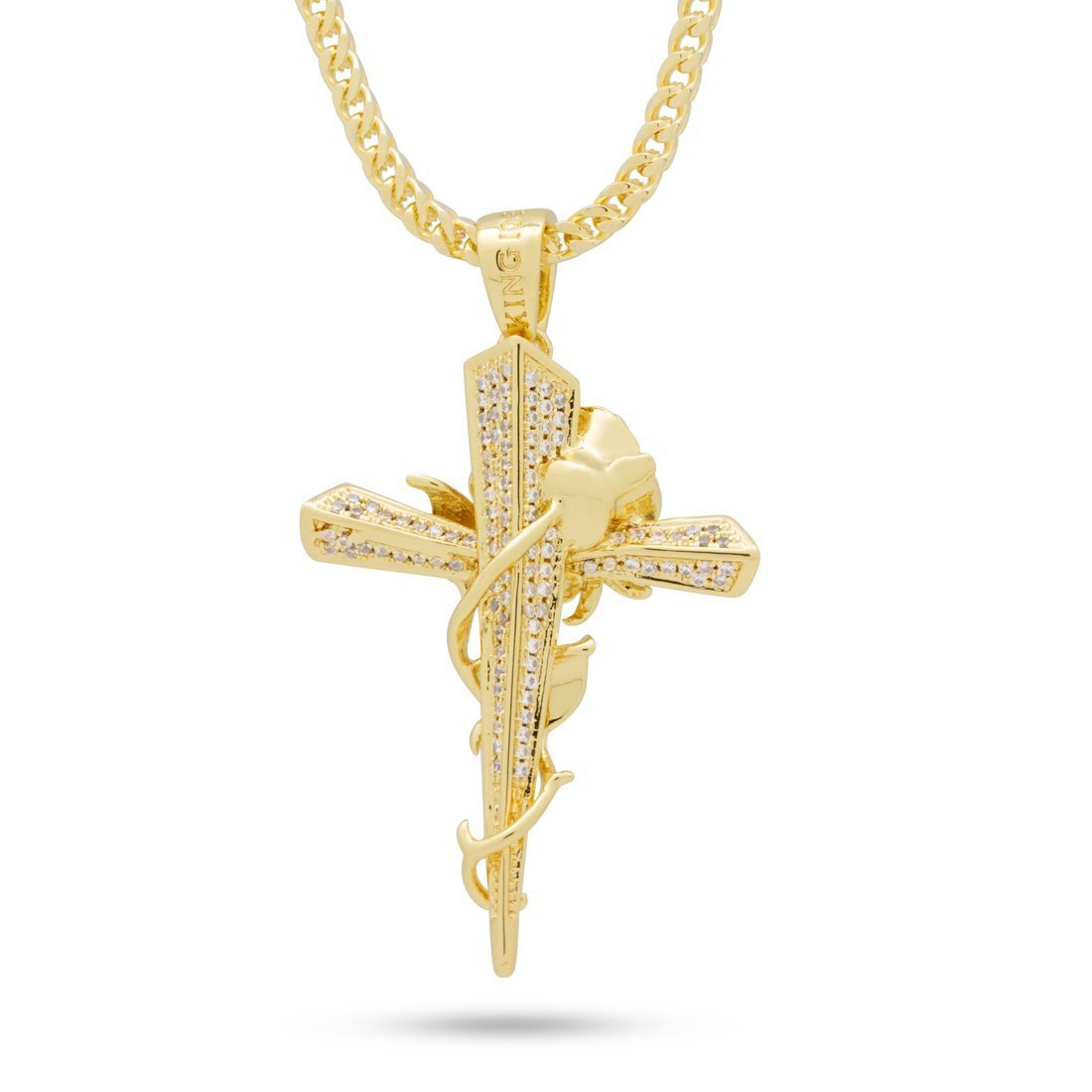Rose Thorned Cross Necklace in by King Ice