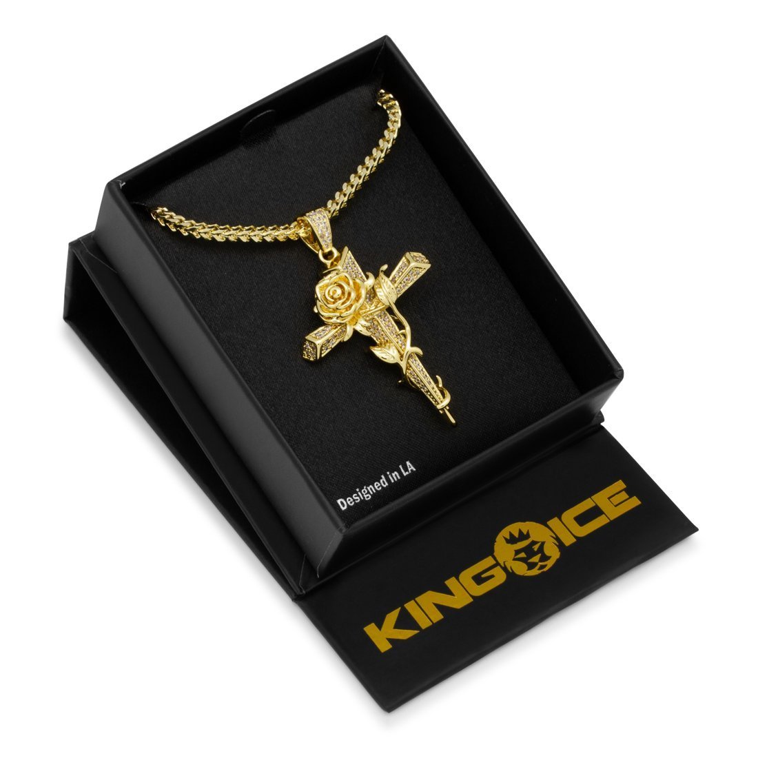 Rose Thorned Cross Necklace in by King Ice