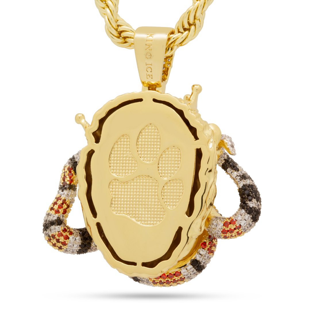 Royal Lion and King Snake Necklace in 14K Gold / 2.5" by King Ice