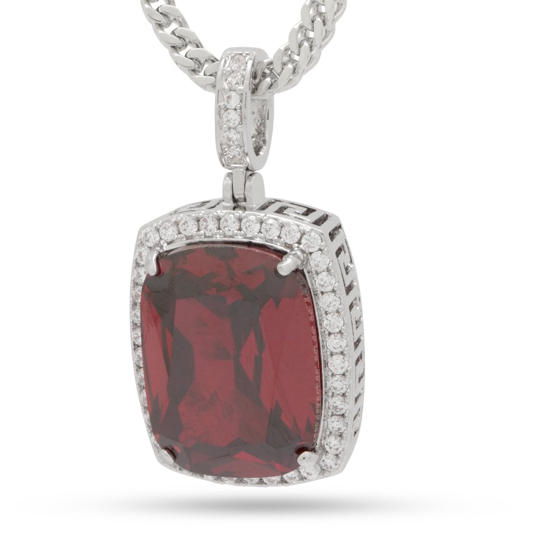 Ruby Crown Julz Necklace in White Gold / 1.5" by King Ice