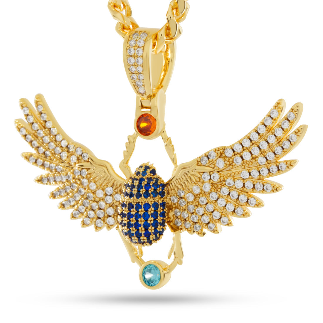 Scarab of Khepri Necklace in 14K Gold / 1.8" by King Ice