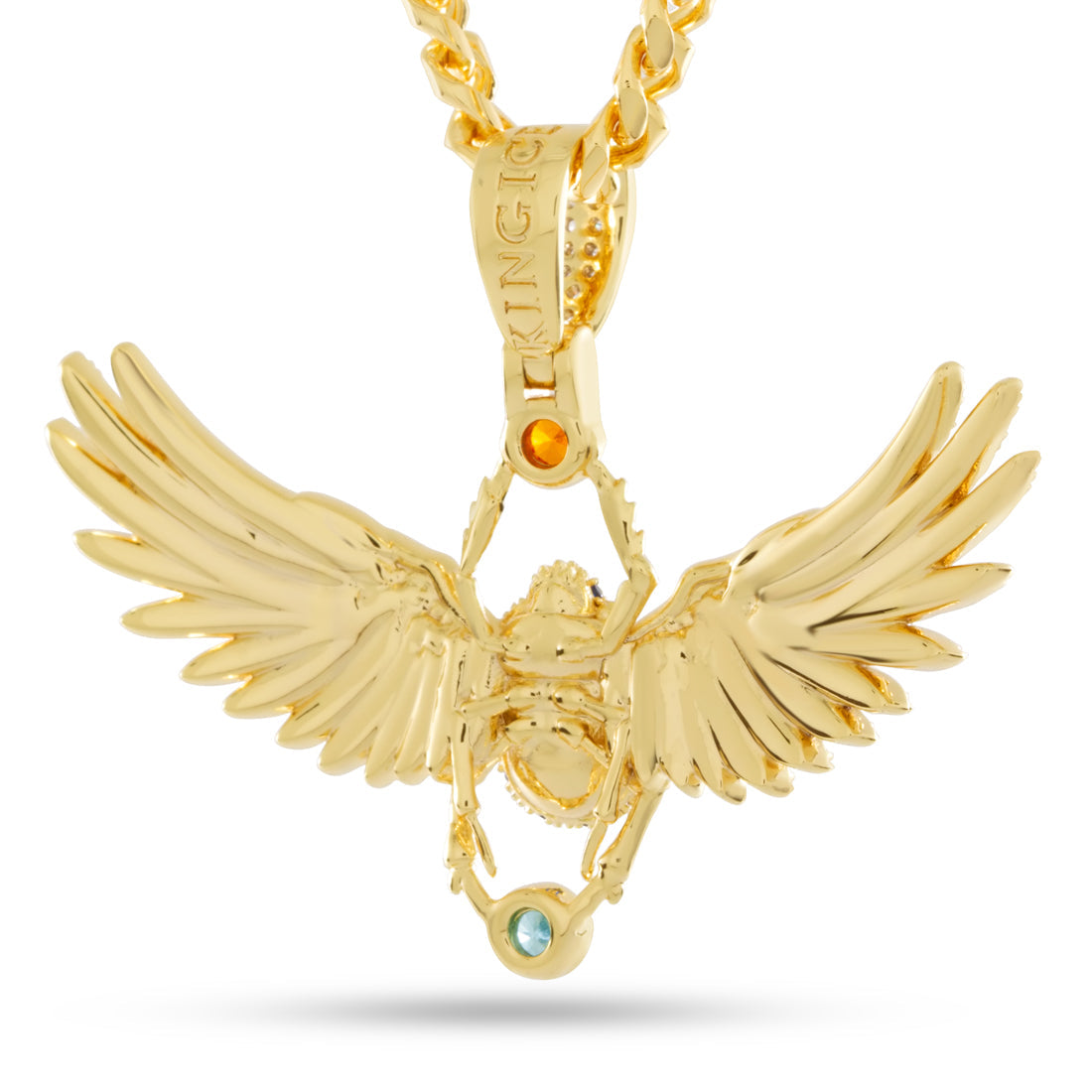 Scarab of Khepri Necklace in 14K Gold / 1.8" by King Ice