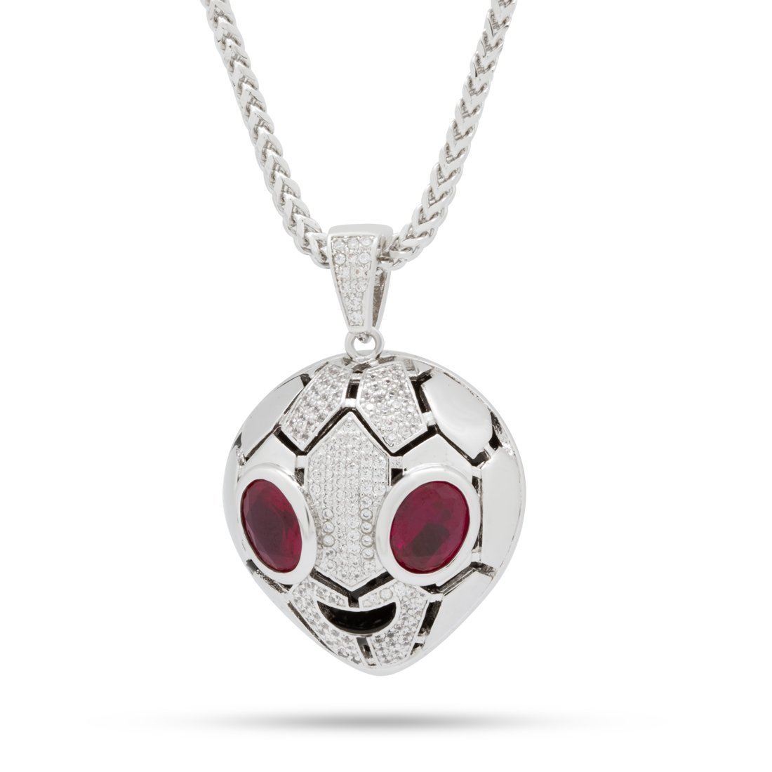 Serpent Alien Emoji Necklace in White Gold / 1.8" by King Ice