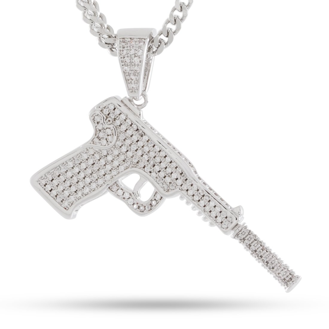 Silencer Necklace in White Gold / 1.7" by King Ice
